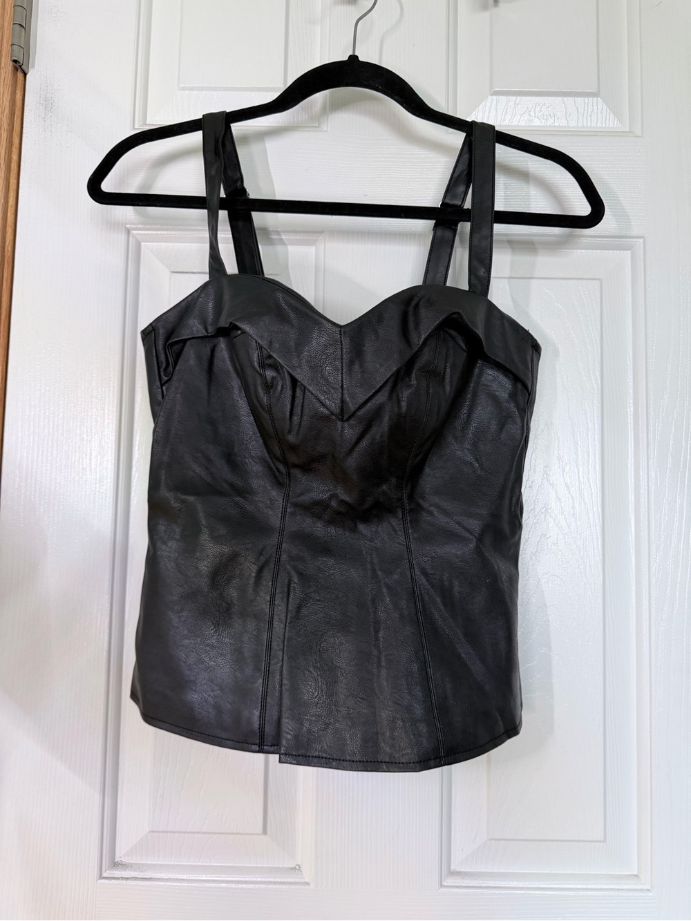 Vixen by Micheline Pitt Black Faux Leather Corset Tank